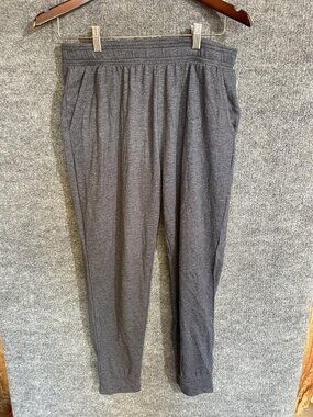 Eddie Bauer Lounge Pants Womens Medium Gray Lightweight Jersey Pockets Cuffed
